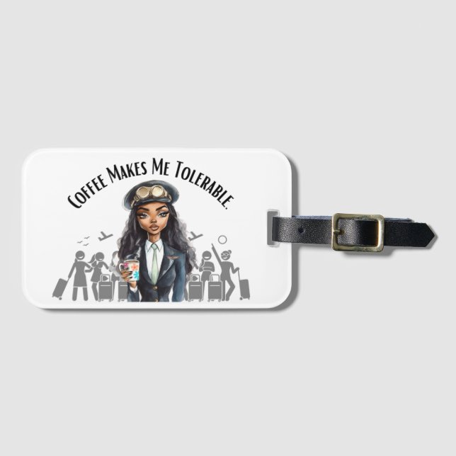 Pilot Luggage Tag (need coffee, coffee first) (Front Horizontal)