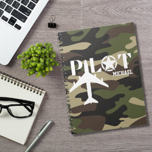 Pilot & Military aeroplane, Camouflage, Minimalist Notebook