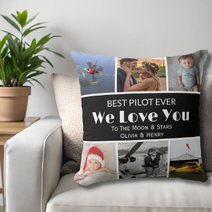 Pilot Modern 'We Love You' Custom Photo Collage Cushion