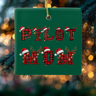 Pilot Mum Christmas Letters Lights Ornaments Funny