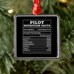 Pilot Nutrition Facts – Funny Aviation Gift Design Metal Ornament