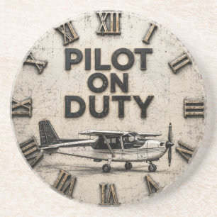 Pilot on Duty Vintage Airplane  Aviation Hangar  Coaster