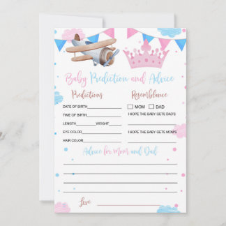 Pilot or princess Baby Prediction and Advice Card