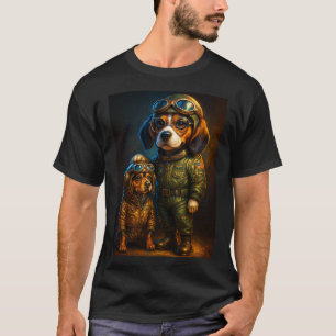 Pilot Paws" – Cute Beagle Aviator Duo T-Shirt