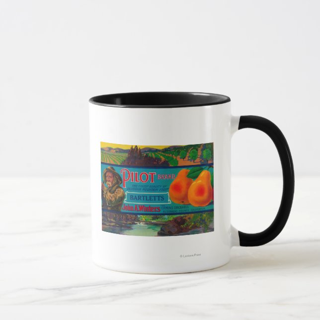 Pilot Pear Crate LabelEl Dorado County, CA Mug (Right)