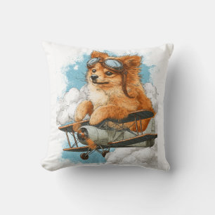 Pilot Pomeranian � Flying Ace Dog Cushion