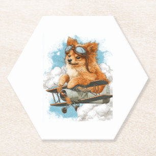 Pilot Pomeranian � Flying Ace Dog Paper Coaster