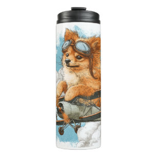 Pilot Pomeranian � Flying Ace Dog Thermal Tumbler