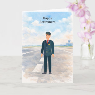 Pilot Retirement with airport background Card