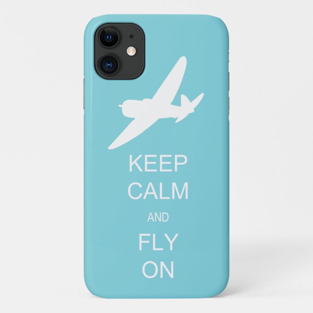 Pilot Sky Blue Keep Calm and Fly On Flight Case-Mate iPhone Case (Back)