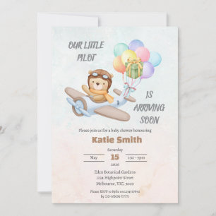 Pilot Teddy Bear Baby Shower Invitation
