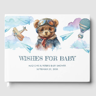 Pilot Teddy Bear Baby Shower wishes for baby Guest Book