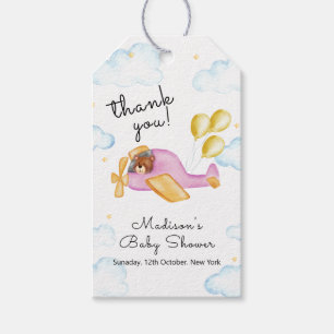 Pilot Teddy Bear Balloon Airplane Baby Shower Gift Tags