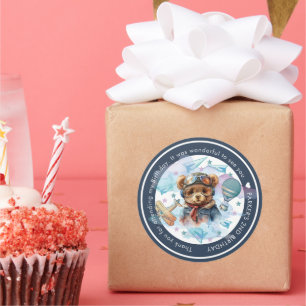 Pilot Teddy Bear Birthday-Baby Shower Personalised Classic Round Sticker