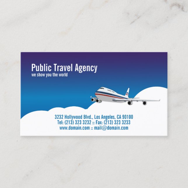 Pilot Travel Agency Tour Guide Business Card (Front)