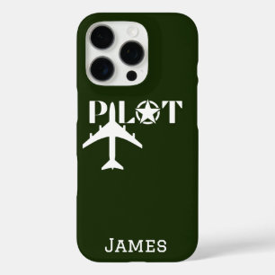 Pilot Typography & Aeroplane Minimalist Personalis iPhone 16 Pro Case