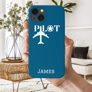 Pilot Typography & Aeroplane Minimalist Personalis iPhone 13 Case