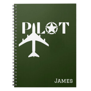 Pilot Typography & Aeroplane,Minimalist,Personalis Notebook