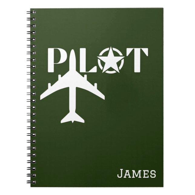 Pilot Typography & Aeroplane,Minimalist,Personalis Notebook (Front)