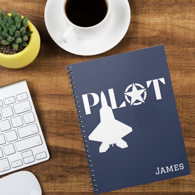 Pilot Typography & Aeroplane,Minimalist,Personalis Notebook (Creator Uploaded)