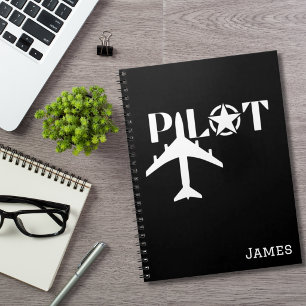 Pilot Typography & Aeroplane,Minimalist,Personalis Notebook