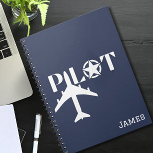 Pilot Typography & Aeroplane,Minimalist,Personalis Notebook