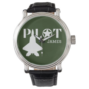 Pilot Typography & Aeroplane Minimalist Personalis Watch