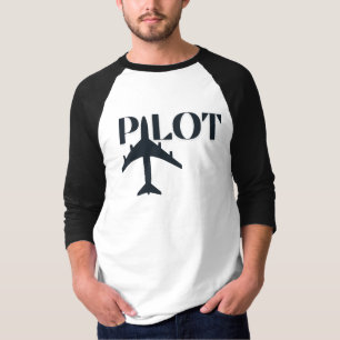 Pilot Typography & Aeroplane, Minimalist, Simple T-Shirt