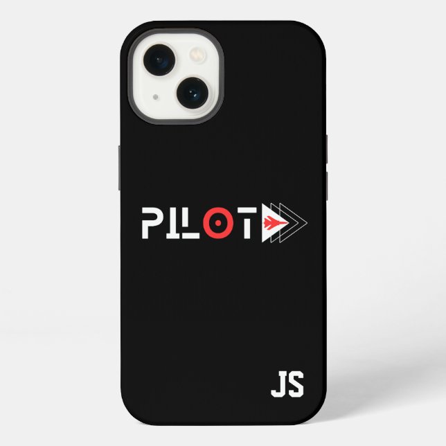 Pilot Typography & Jet aeroplane,Monogrammed,Simpl iPhone Case (Back)