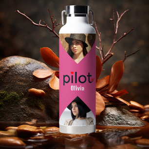 Pilot Typography, Minimalist Modern Personalised Water Bottle