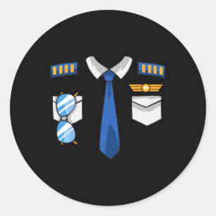 Pilot Uniform Costume Aeroplane Aviator Aviation H Classic Round Sticker