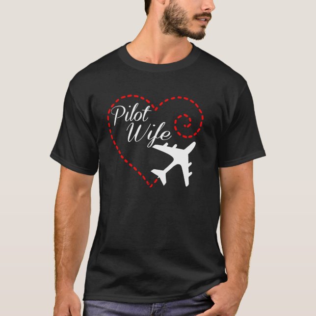 PILOT WIFE LOVE retro T-Shirt (Front)