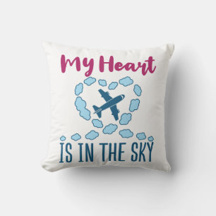 Pilot Wife My Heart Is In The Sky Cushion