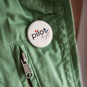 Pilot Wife Typography & Aeroplane Simple,Minimalis 3 Cm Round Badge