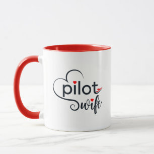 Pilot Wife Typography & Aeroplane Simple,Minimalis Mug