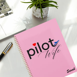 Pilot Wife Typography & Aeroplane Simple,Minimalis Planner