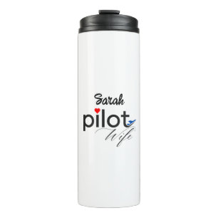 Pilot Wife Typography & Aeroplane Simple,Minimalis Thermal Tumbler