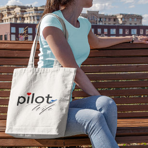 Pilot Wife Typography & Aeroplane Simple,Minimalis Tote Bag
