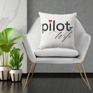 Pilot Wife Typography, Simple, Personalised gift Cushion