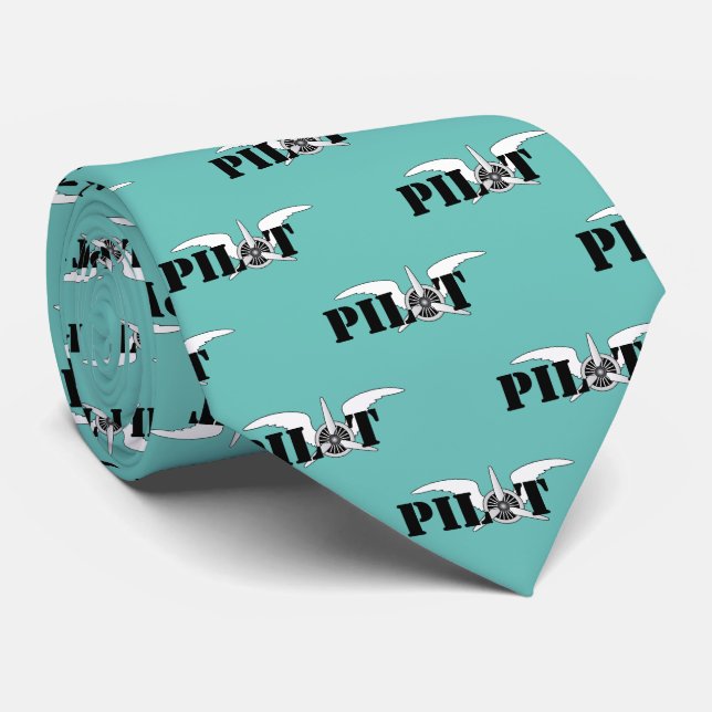 Pilot Wings Aviation Teal Blue Aviator Tie (Rolled)