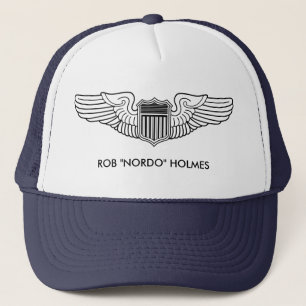Pilot Wings Black Line Drawing Custom Name Trucker Hat