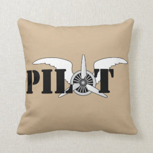 Pilot Wings With Propeller Aviation Theme Cushion