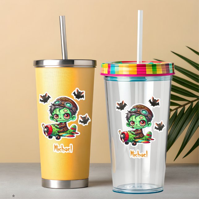 Pilot Zombie flying Aeroplane & Bat Funny Hallowee (Creator Uploaded)