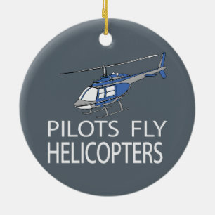 Pilots fly helicopters ceramic tree decoration