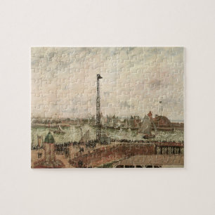 Pilot's Jetty, Le Havre, Misty by Camille Pissarro Jigsaw Puzzle