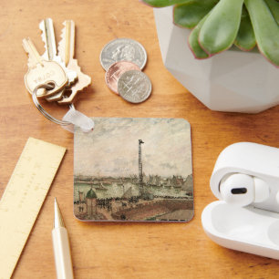 Pilot's Jetty, Le Havre, Misty by Camille Pissarro Key Ring