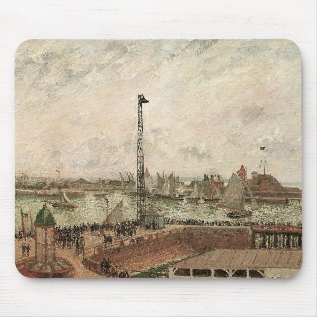 Pilot's Jetty, Le Havre, Misty by Camille Pissarro Mouse Pad (Front)
