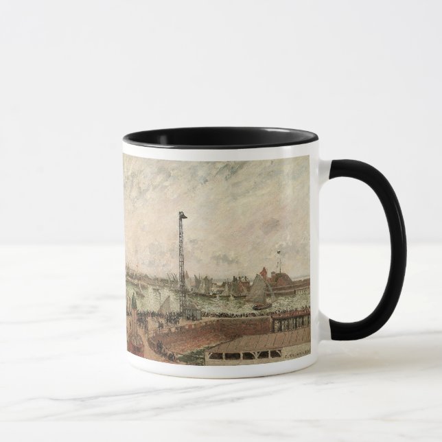 Pilot's Jetty, Le Havre, Misty by Camille Pissarro Mug (Right)