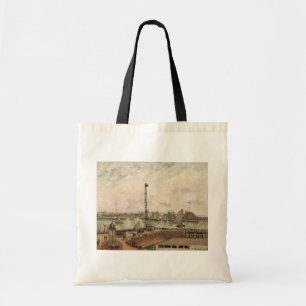 Pilot's Jetty, Le Havre, Misty by Camille Pissarro Tote Bag