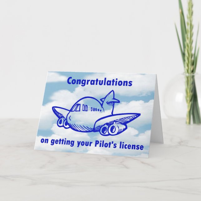 Pilots license. Getting your wings. Congratulation Card (Front)